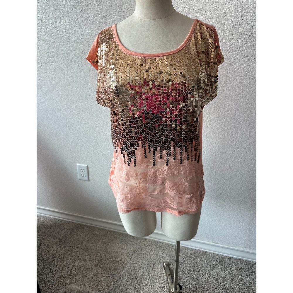 Y2K Charlotte Russe Short-sleeve Sparkling Sequin Top